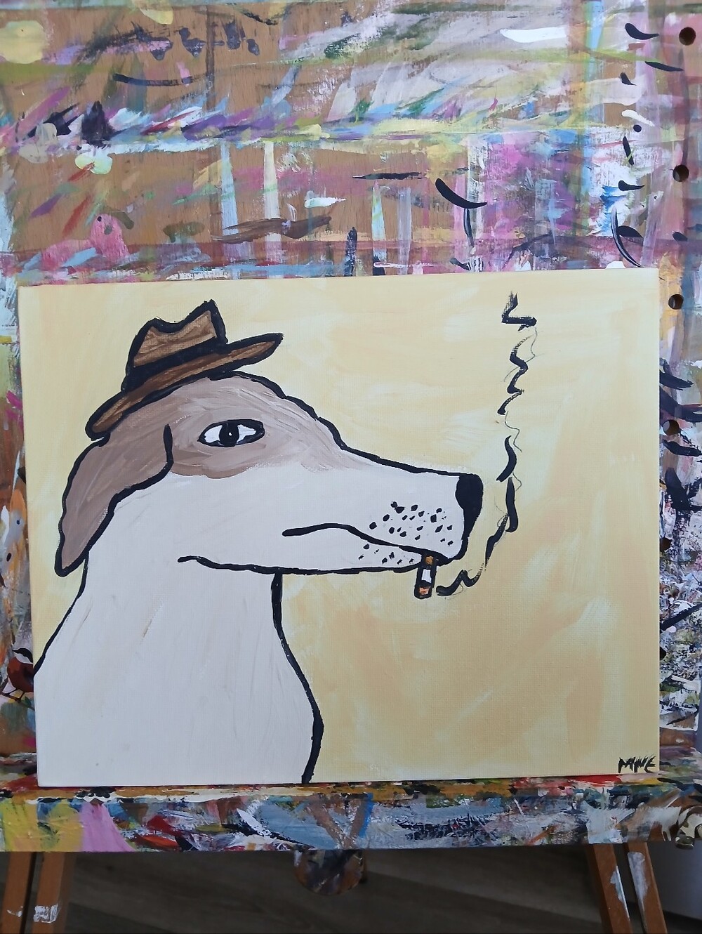 Dog Smoking Painting